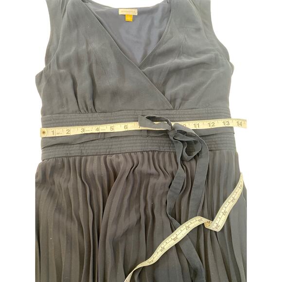 Leifsdottir Navy Blue Surplice Pleated Skirt Maxi Dress EUC Sz 6 Silk Belted - Picture 9 of 15